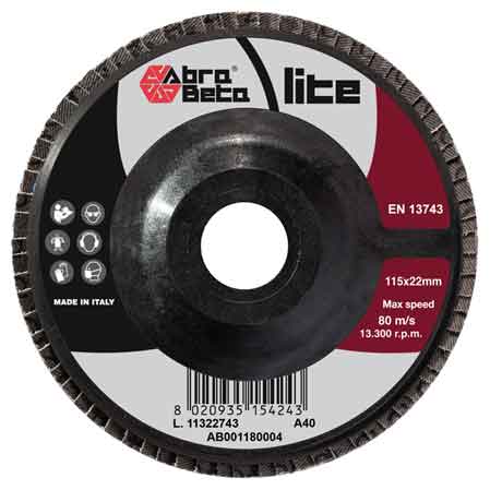 DISCO LAMELLARE AL CORINDONE 'LITE' ABRA BETA Ø 115x22 mm - grana 40
