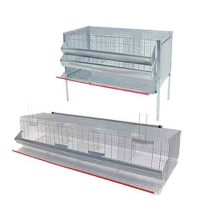 GABBIA PER GALLINE OVAIOLE Quattro celle (16/20 capi), 207x50x50h cm- Senza piedi con abb. a canna
