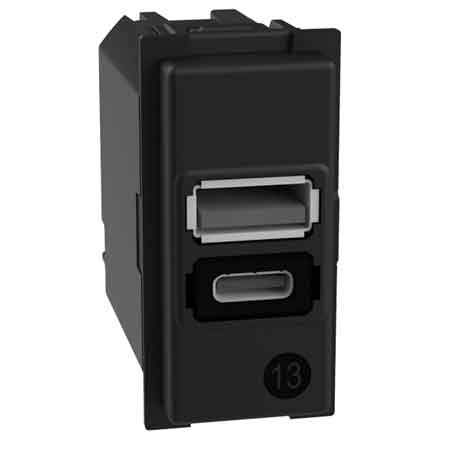 ALIMENTATORE DA INCASSO 'LIVING NOW' BTICINO 1 Presa usb + 1 Presa Type-C - 15 Watt