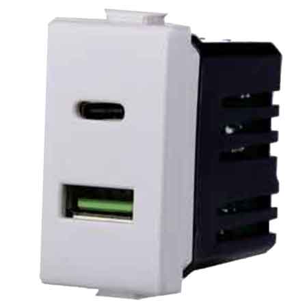 ALIMENTATORE DA INCASSO USB/USB-C 'SOLAR' 3.1A