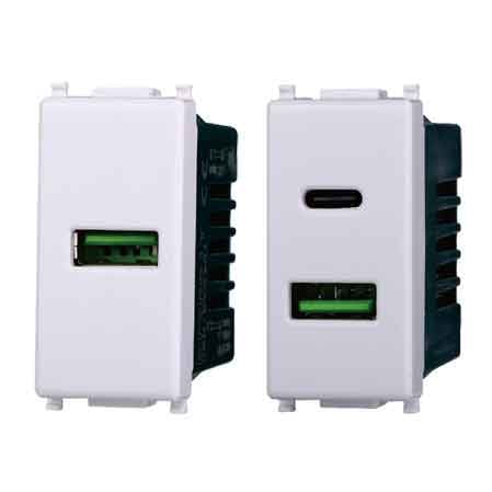 ALIMENTATORE DA INCASSO 'STARLIGHT' 1 Presa usb + 1 Presa Type-C - 3,1A
