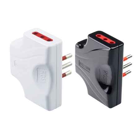 ADATTATORE TRIPLO EXTRAPIATTO 10A ROSI 2P+T - prese 10A 2P+T, Colore Nero