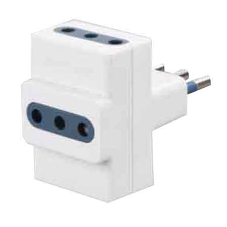 ADATTATORE TRIPLO 10A CARDINALE 2P+T- prese 10A 2P+T