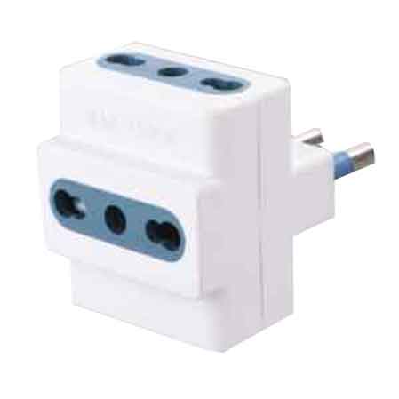 ADATTATORE TRIPLO 16A CARDINALE 2P+T- prese 10/16A 2P+T