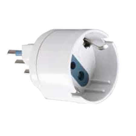 ADATTATORE SEMPLICE SCHUKO/BIVALENTE 10A CARDINALE spina 10A 2P+T - presa 10A 2P+T