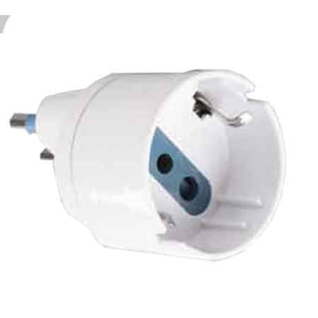 ADATTATORE SEMPLICE SCHUKO/BIVALENTE 16A CARDINALE spina 16A 2P+T - presa schuko 10A 2P+T