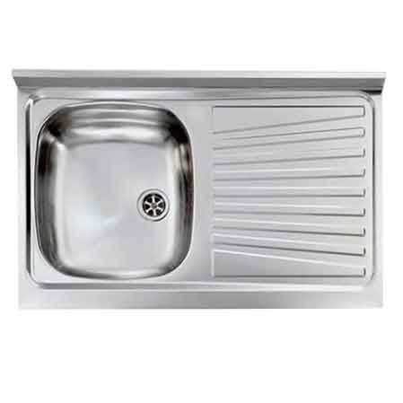 LAVELLO INOX UNA VASCA APPOGGIO 100x50 cm - Gocciolatoio Sx