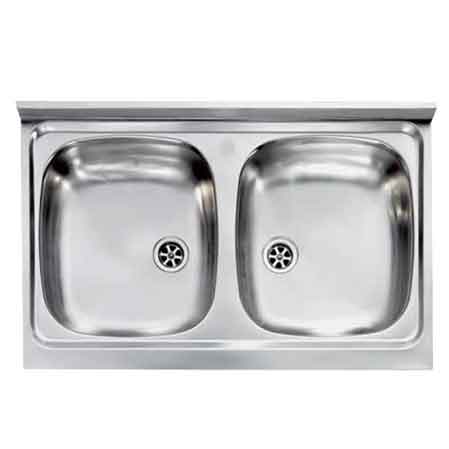 LAVELLO INOX DUE VASCHE 80x50 cm