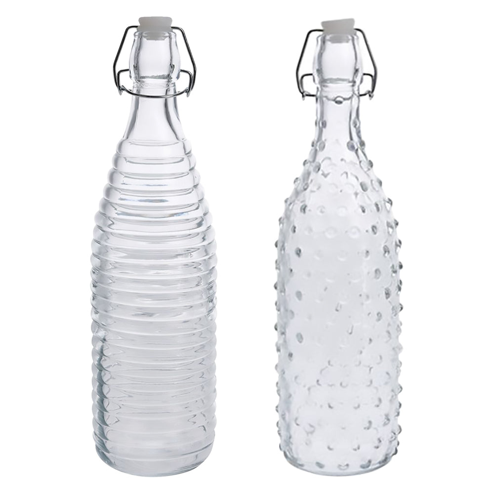 GLASFLASCHE 'DOPPELDEKOR' 1000 ml weißer Boden