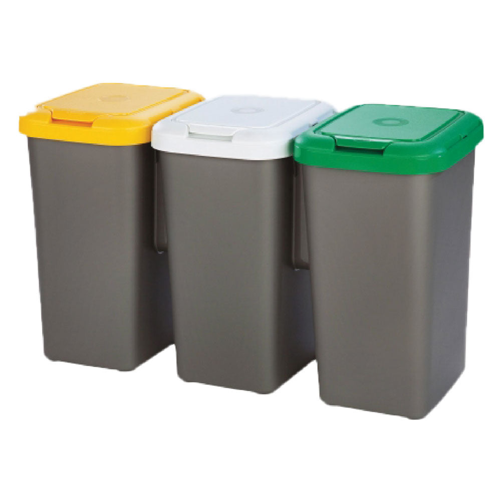 PATTUMIERA RACCOLTA DIFFERENZIATA SET 'TRIO' 25 lt. cm 78,5 x 32 x 47,4