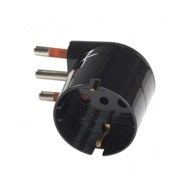 ADATTATORE SALVASPAZIO 90° SCHUKO 10A ROSI 2P+T - prese 10 2P+T, Colore Nero
