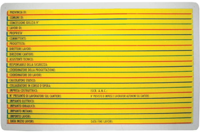 CARTELLO 'CONCESSIONE EDILE' COLORATO 60x80 cm