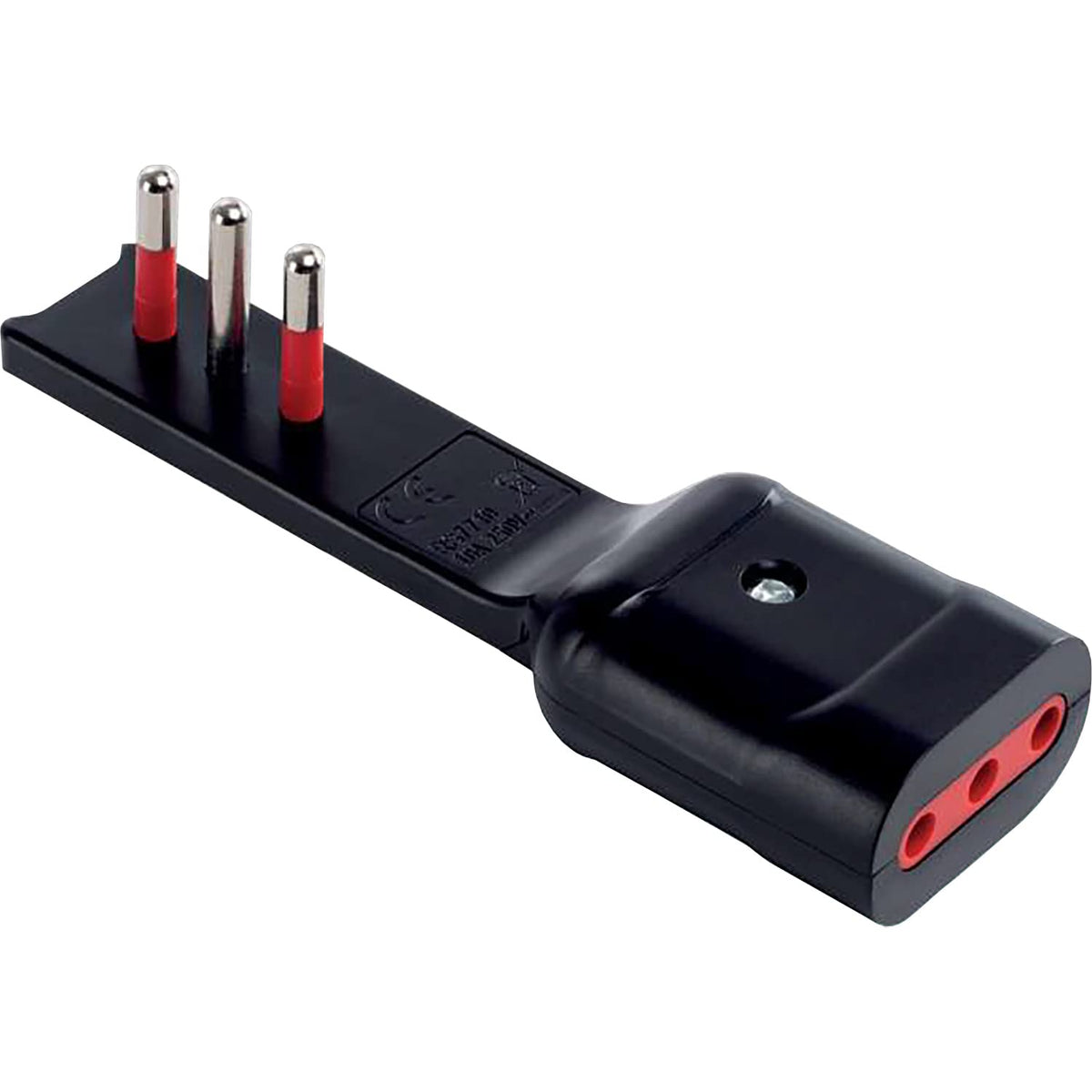 ADATTATORE ULTRAPIATTO 10A ROSI 2P+T - presa 10A 2P+T, Colore Nero