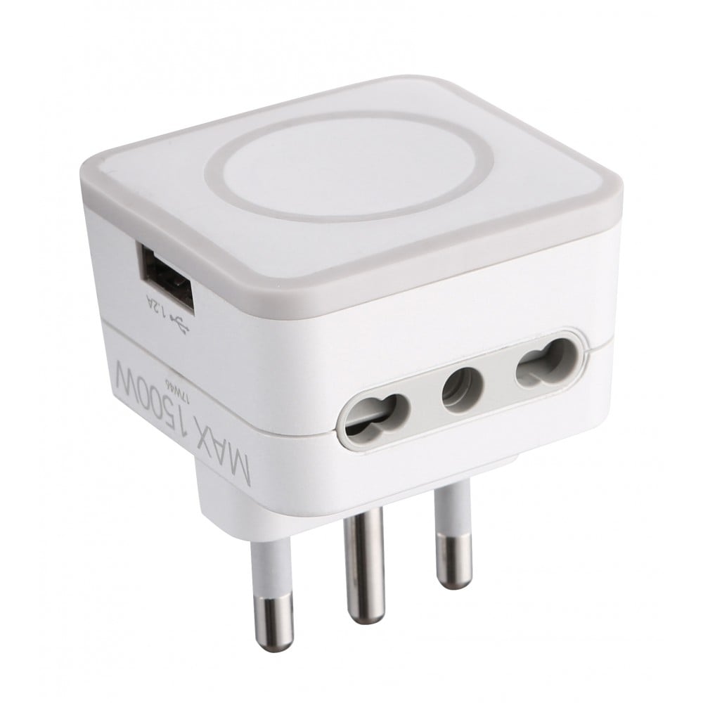 ADATTATORE TRIPLO CON PORTA USB 10A 2P+T - 2 prese 10A+T