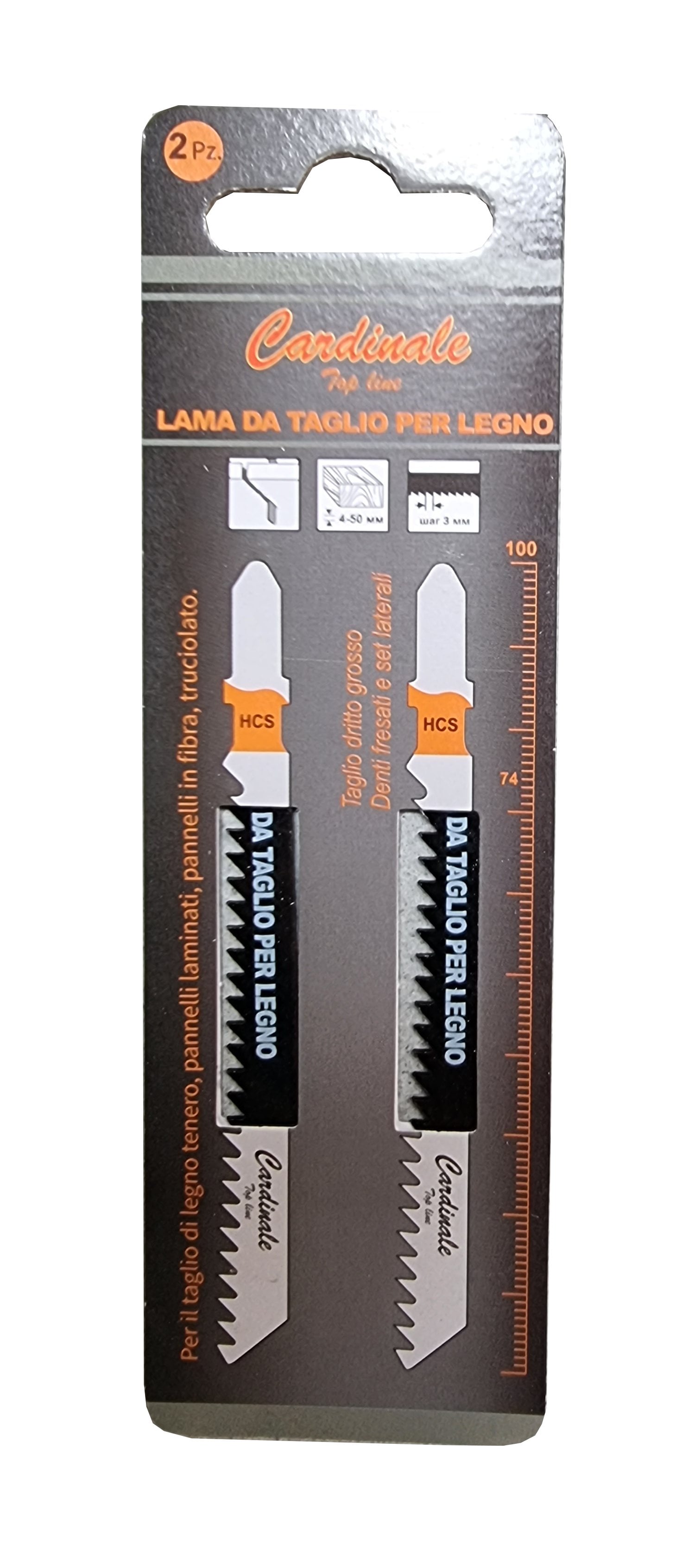 LAMA PER LEGNO DI RICAMBIO PER SEGHETTO ALTERNATIVO CARDINALE 100 mm - Confezione 2 pezzi