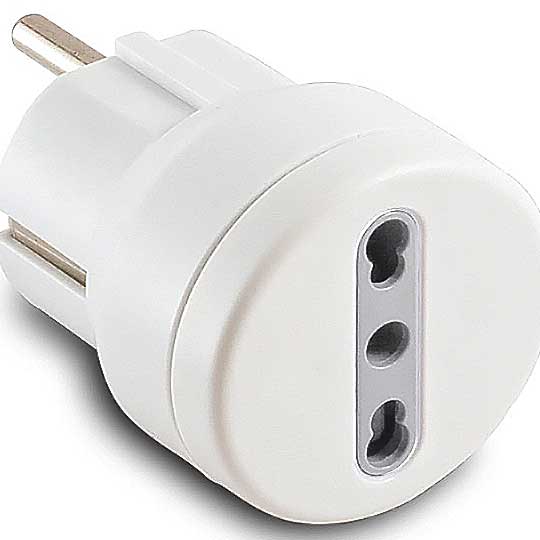 ADATTATORE SEMPLICE SCHUKO/BIVALENTE 10 A spina schuko 2P+T - presa 10/16A 2P+T