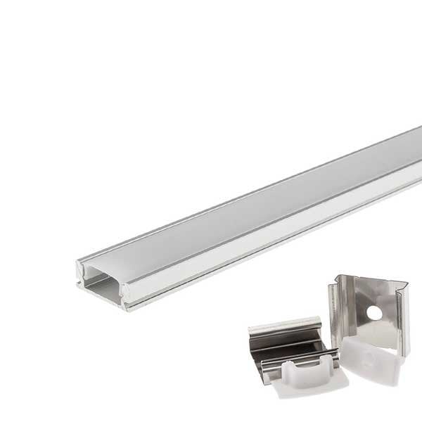 CANALINA PER STRIP LED '5191' 17,6x7 mm, Larghezza interna max. 12,1 mm - Barra 2 mt