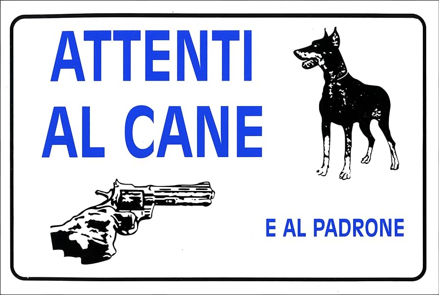 CARTELLO 'ATTENTI AL CANE E AL PADRONE' 20x30 cm
