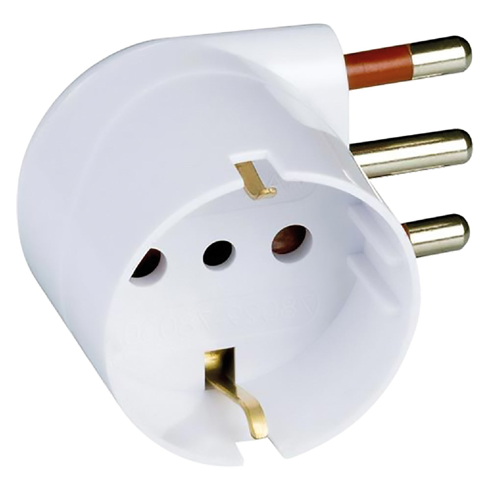 ADATTATORE SINGOLO SPINA 90° 'SALVASPAZIO' spina 2P + T 10A