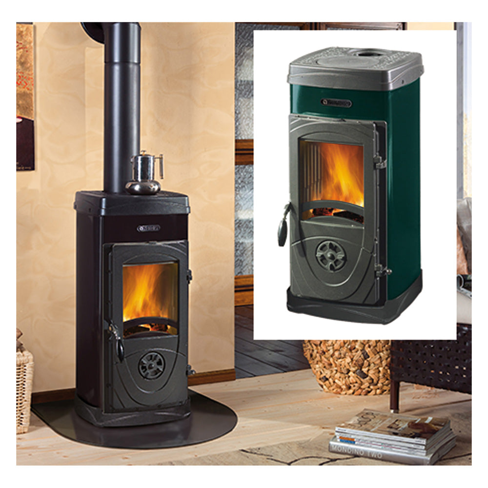 POÊLE À BOIS PANORAMIQUE 'SUPER JUNIOR' 5 kW - couleur verte