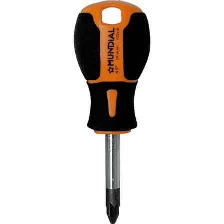 TOURNEVIS COURT POUR VIS CRUCIFORMES 'POZIDRIV' MUNDIAL PZ 2 mm 6,0x38