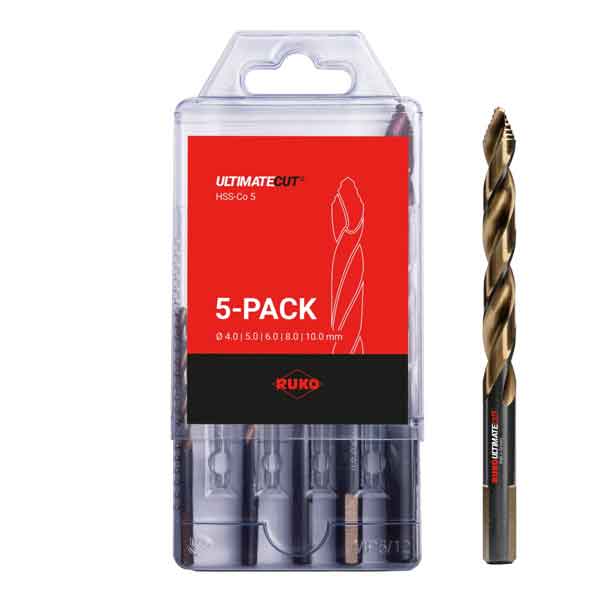 SERIE PUNTE 'HSS COBALTO 5%' IN ASTUCCIO RUKO 5 pezzi - 4÷10 mm