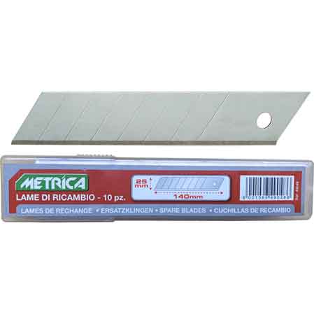 LAMA DI RICAMBIO PER CUTTER PROFESSIONALE METRICA 25x140x0,7 mm - Confezione 10 pezzi