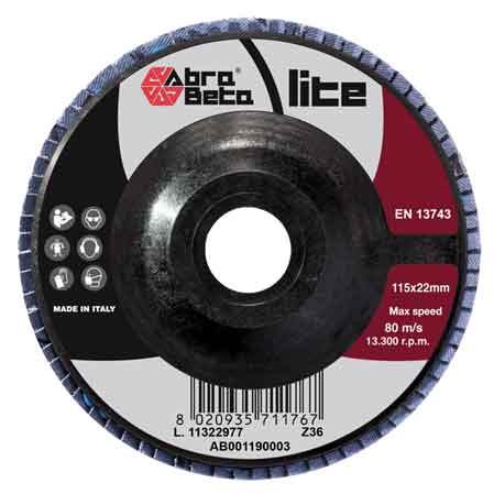 DISCO LAMELLARE ALLO ZIRCONIO 'LITE' ABRA BETA Ø 115x22 mm - grana 80