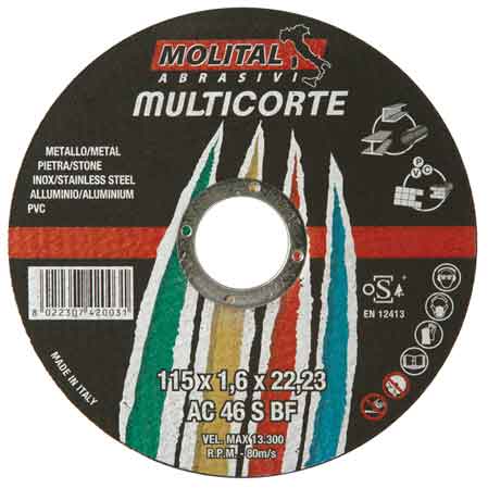 DISCO DA TAGLIO UNIVERSALE MOLITAL Ø 230x2,0 mm