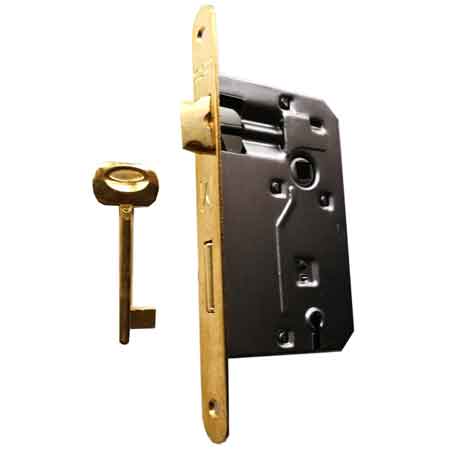 SERRATURA PER PORTE IN LEGNO 'PATENT' FRONTALE BORDO TONDO BONAITI E50 - Bronzata