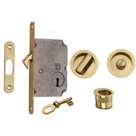 KIT PER PORTE SCORREVOLI CON NOTTOLINO E50 - Ottone lucido