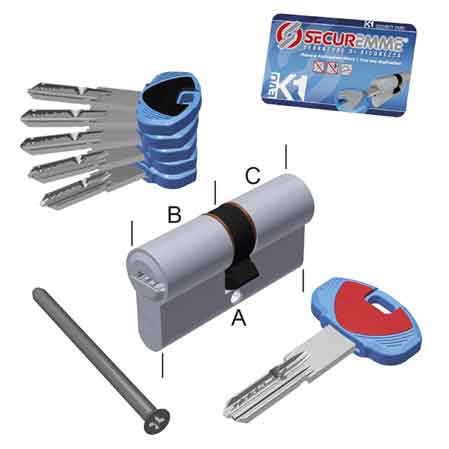 PROFILZYLINDER 'EVO K1' SECUREMME 80 mm (30+10+40)