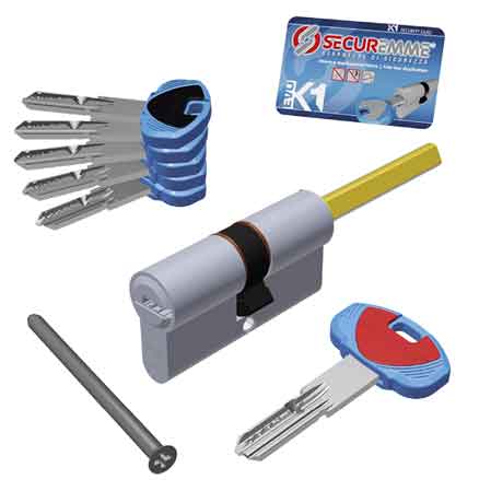 CILINDRO SAGOMATO 'EVO K1' CON PREDISPOSIZIONE POMOLO SECUREMME 80 mm (25+10+45)