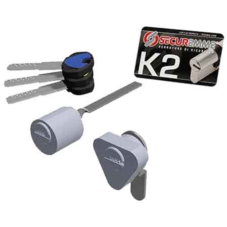 PAIRE DE CYLINDRES EXTÉRIEURS "K2" SECUREMME 15 mm