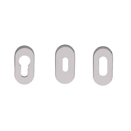 ROSETTE OVALE INOX H 6 MM - Pour cylindre de serrure type Yale