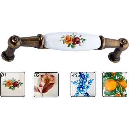 MANIGLIA PER MOBILI IN CERAMICA 'M01' Interasse 96 mm - Bianco decoro 45