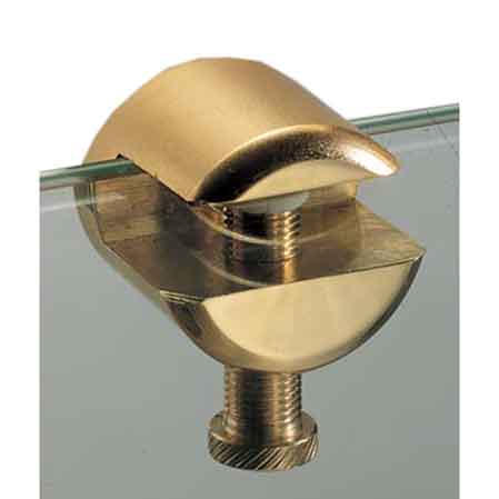 MENSOLINA REGGIVETRO A MORSETTO 'ANNA' 20x20 mm - Ottone lucido - spessore max 11 mm