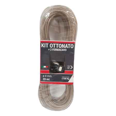KIT CAVETTO STENDIBIANCHERIA MATASSA  Ø 4 mm - 20 mt - con due fermacavi