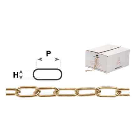 CATENA GENOVESE OTTONATA N° 10 (1,5 mm) - PxH 12,5x3,5 - scatola 25 mt