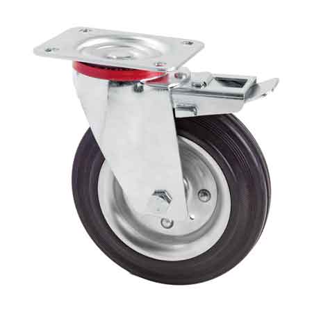 RUOTA INDUSTRIALE GIREVOLE ART. 103 AVO C/FRENO 150x40 mm - portata 135 kg