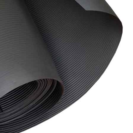 TAPPETO IN GOMMA 1000 RIGHE CARDINALE H. 120 cm x 10 mt - Spess. 3 mm - Colore Nero