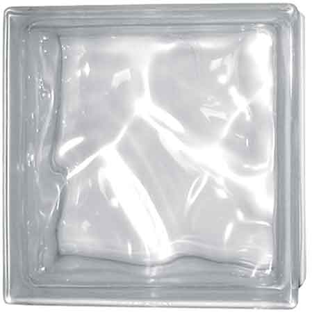 BRIQUE DE VERRE ONDULÉE TRANSPARENTE 19x19x8 cm