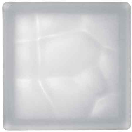 BRIQUE DE VERRE ONDULÉE BLANCHE SATINÉE 19x19x8 cm
