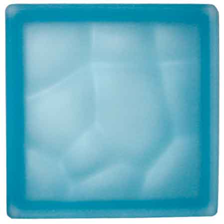 BRIQUE DE VERRE ONDULÉE BLEU CIEL SATINÉE 19x19x8 cm