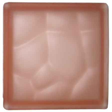 BRIQUE DE VERRE ONDULÉE ROSE SATINÉE 19x19x8 cm