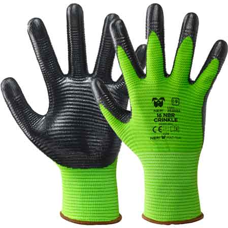 GANTS PROFESSIONNELS « NBR CRINKLE » NOIRS Taille 10