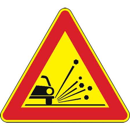 SIGNAL CHANTIER FIG.390 « MATÉRIAUX INSTABLES SUR LA CHAUSSÉE » 90 cm
