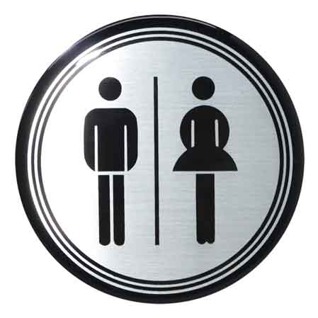 ETICHETTA TONDA 'TOILETTE UOMINI/DONNE' Ø 10 cm