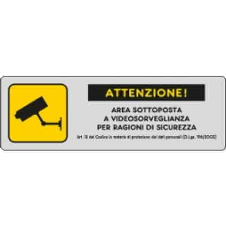 ETICHETTA 'AREA VIDEOSORVEGLIATA' 15x5 cm
