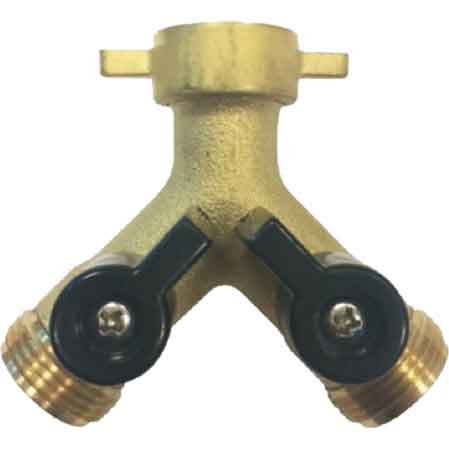PRESA A RUBINETTO IN OTTONE DOPPIA USCITA F3/4" x M3/4" x M3/4"